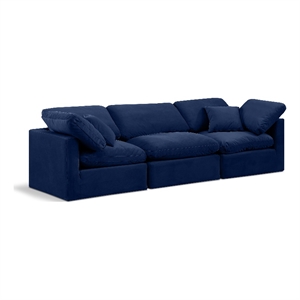 Bowery Hill Contemporary 94&quot Durable Velvet Modular Sofa in Navy