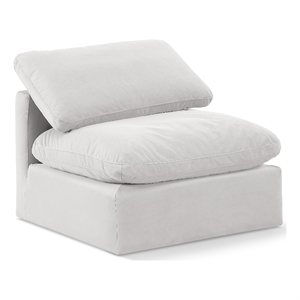 Bowery Hill Contemporary Durable Velvet Armless Chair in Cream