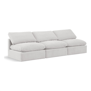 Bowery Hill Contemporary 105&quot Durable Velvet Modular Sofa in Cream