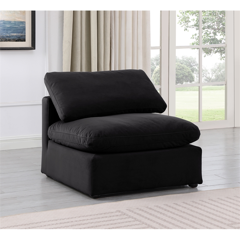 Bowery Hill Contemporary Durable Velvet Armless Chair in Black
