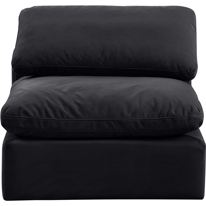Bowery Hill Contemporary Durable Velvet Armless Chair in Black