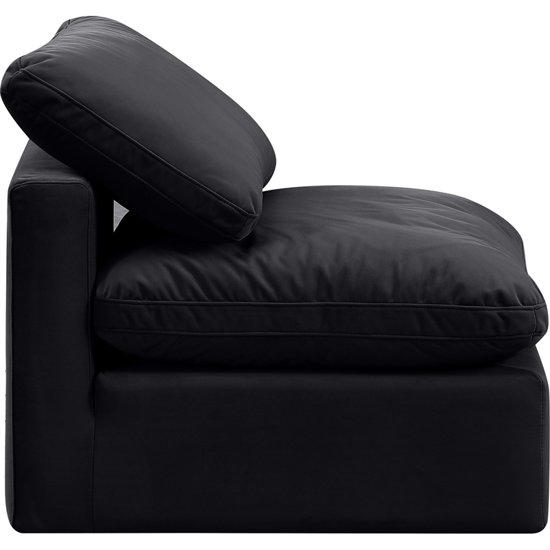 Bowery Hill Contemporary Durable Velvet Armless Chair in Black