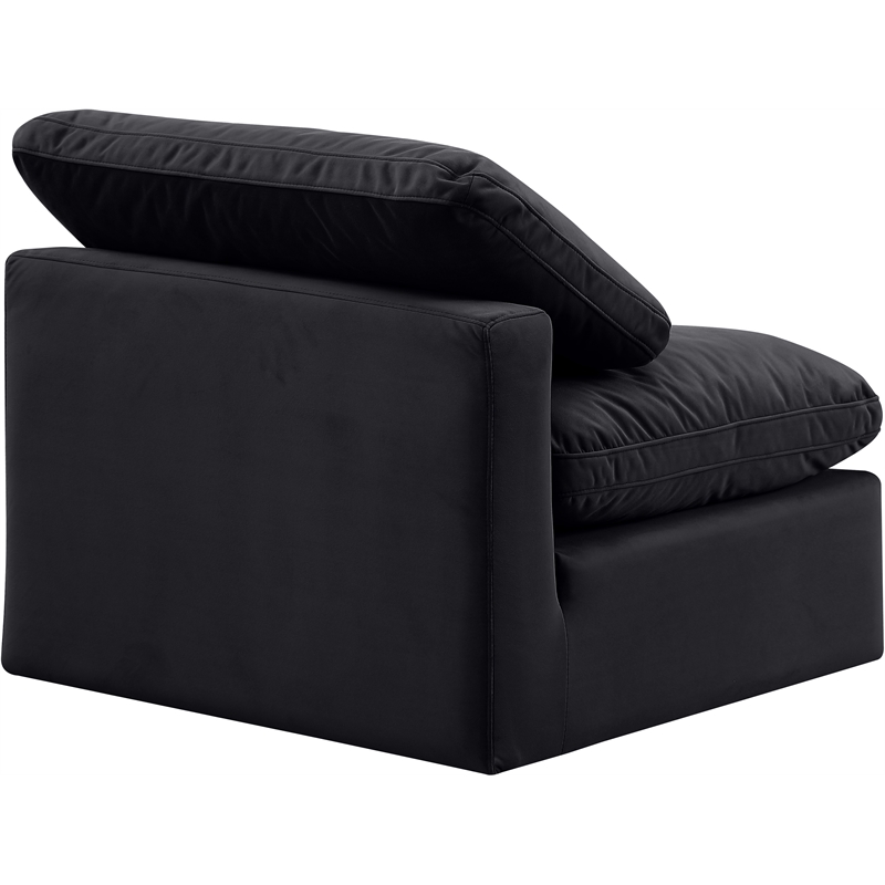 Bowery Hill Contemporary Durable Velvet Armless Chair in Black