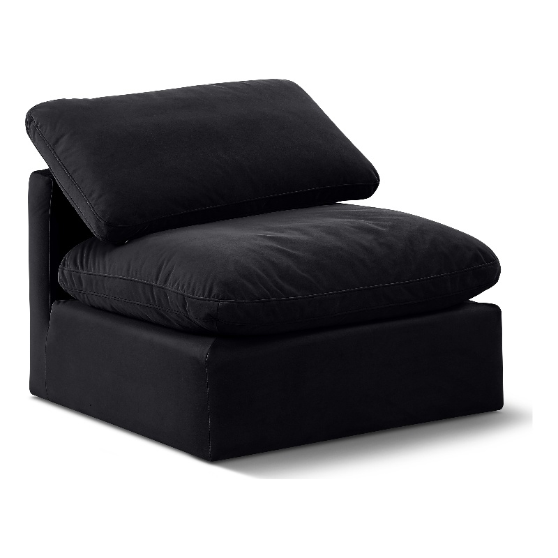 Bowery Hill Contemporary Durable Velvet Armless Chair in Black