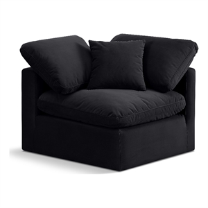 Bowery Hill Contemporary Durable Velvet Corner Chair in Black