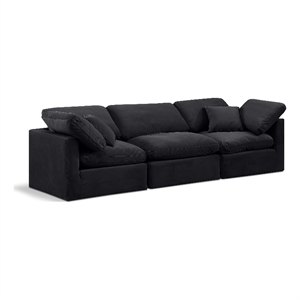 Bowery Hill Contemporary 94&quot Durable Velvet Modular Sofa in Black