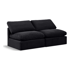 Bowery Hill Contemporary 70&quot Durable Velvet Modular Sofa in Black