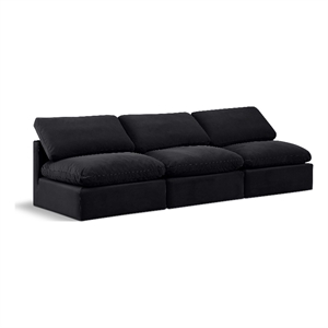 Bowery Hill Contemporary 105&quot Durable Velvet Modular Sofa in Black