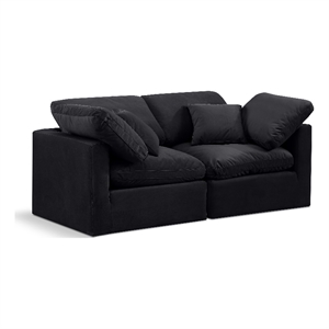 Bowery Hill Contemporary 70&quot Durable Velvet Modular Sofa in Black