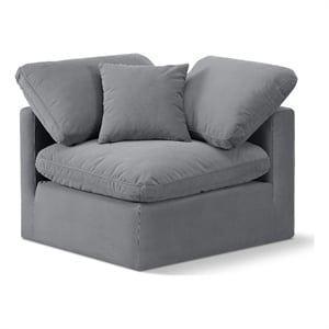Bowery Hill Contemporary Durable Velvet Corner Chair in Gray