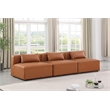 Bowery Hill Contemporary Cognac Vegan Leather 3-Piece Modular Sofa
