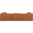 Bowery Hill Contemporary Cognac Vegan Leather 3-Piece Modular Sofa