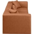 Bowery Hill Contemporary Cognac Vegan Leather 3-Piece Modular Sofa