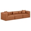Bowery Hill Contemporary Cognac Vegan Leather 3-Piece Modular Sofa