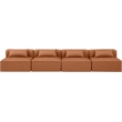 Bowery Hill Contemporary Cognac Vegan Leather 4-Piece Modular Sofa