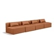 Bowery Hill Contemporary Cognac Vegan Leather 4-Piece Modular Sofa