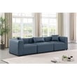 Bowery Hill Contemporary Navy Blue Vegan Leather 3-Piece Modular Sofa