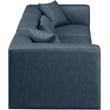 Bowery Hill Contemporary Navy Blue Vegan Leather 3-Piece Modular Sofa