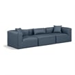 Bowery Hill Contemporary Navy Blue Vegan Leather 3-Piece Modular Sofa