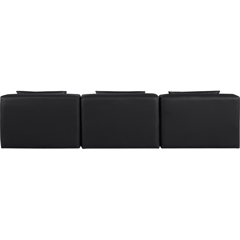 Bowery Hill Contemporary Black Vegan Leather 3-Piece Modular Sofa