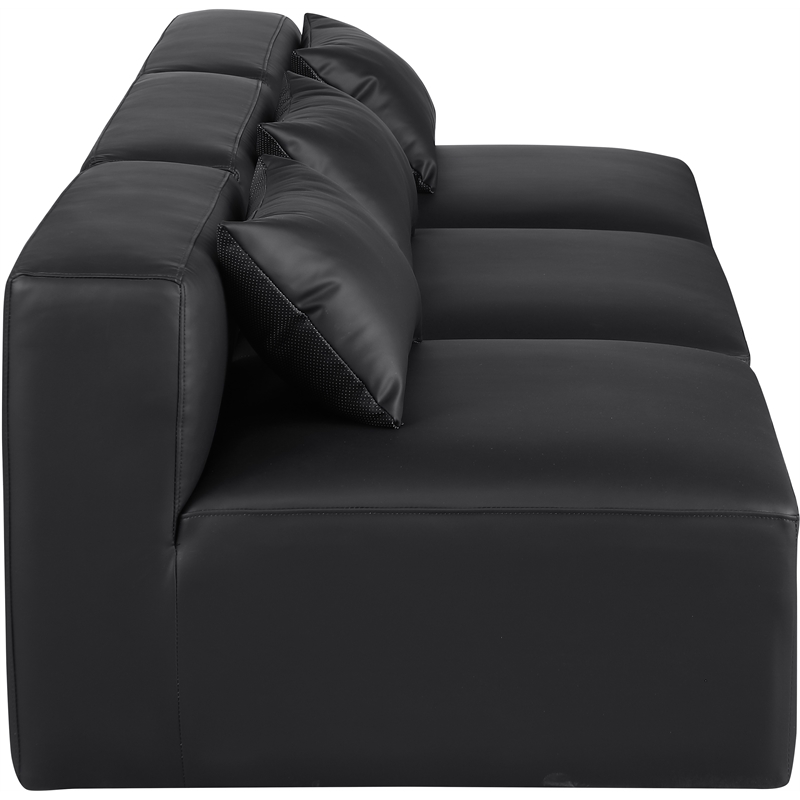 Bowery Hill Contemporary Black Vegan Leather 3-Piece Modular Sofa