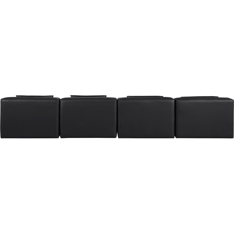 Bowery Hill Contemporary Black Vegan Leather 4-Piece Modular Sofa