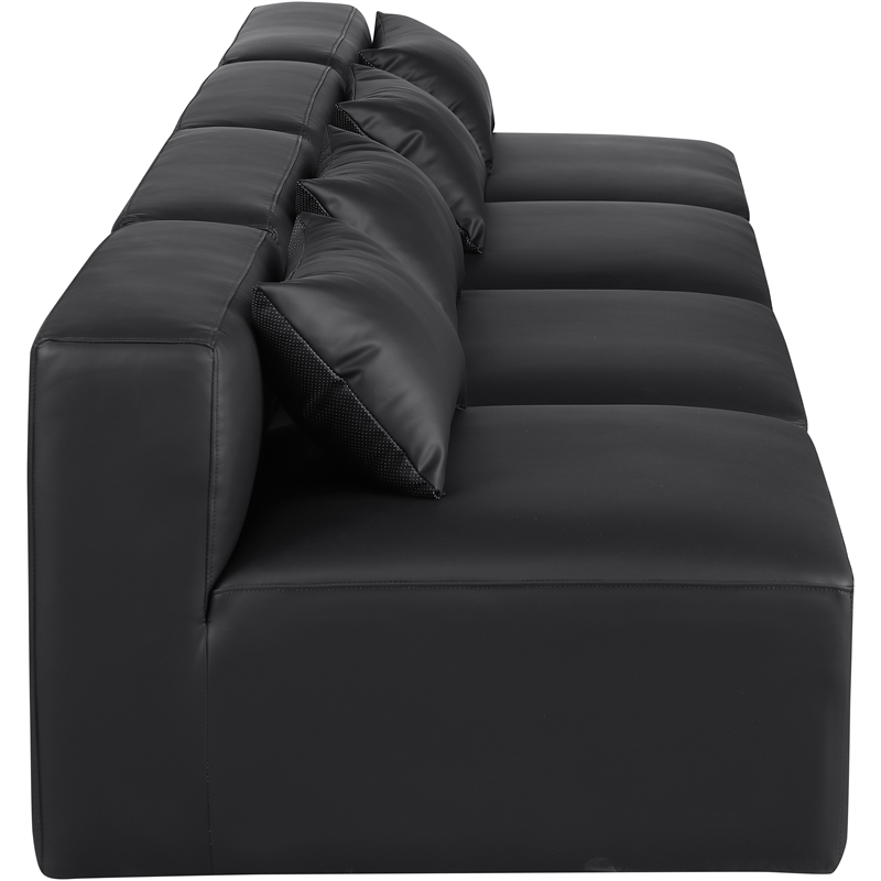 Bowery Hill Contemporary Black Vegan Leather 4-Piece Modular Sofa