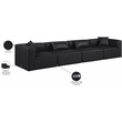 Bowery Hill Contemporary Black Vegan Leather 4-Piece Modular Sofa