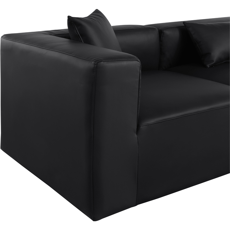 Bowery Hill Contemporary Black Vegan Leather 4-Piece Modular Sofa