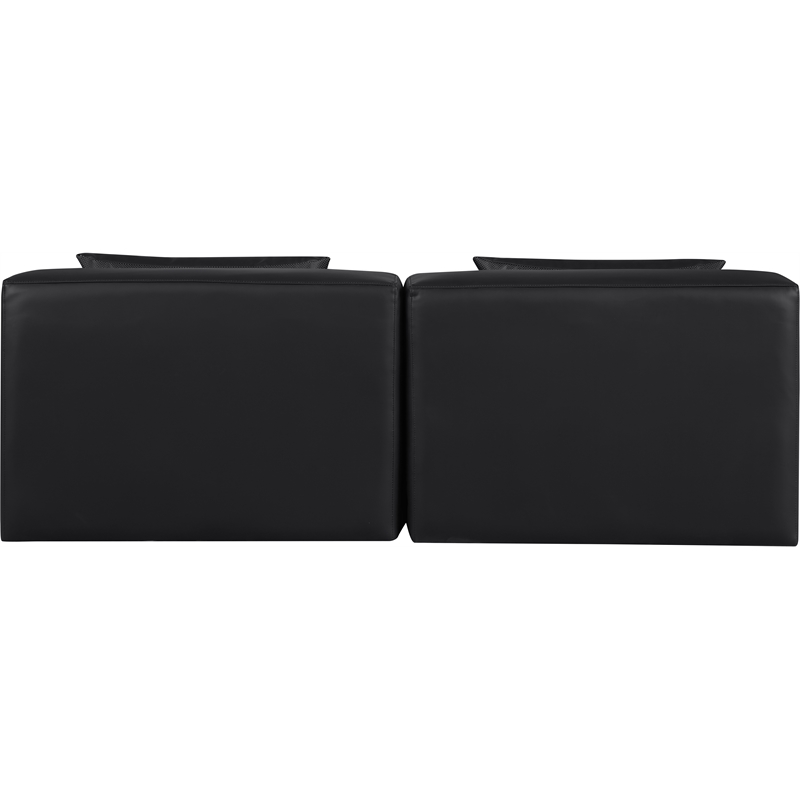 Bowery Hill Contemporary Black Vegan Leather 2-Piece Modular Sofa