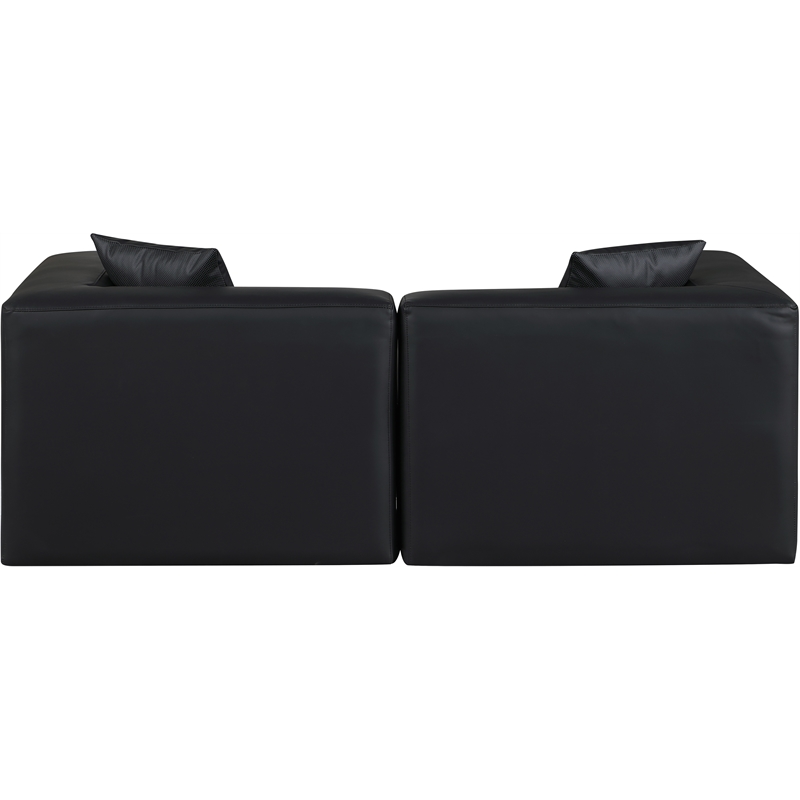 Bowery Hill Contemporary Black Vegan Leather 2-Piece Modular Sofa