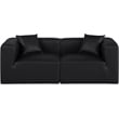 Bowery Hill Contemporary Black Vegan Leather 2-Piece Modular Sofa