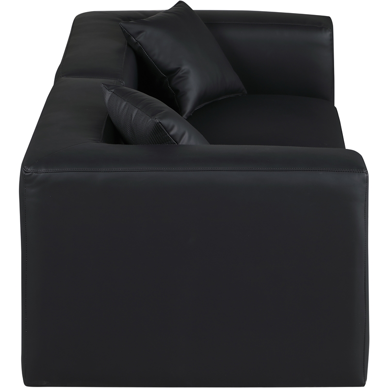 Bowery Hill Contemporary Black Vegan Leather 2-Piece Modular Sofa