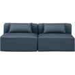 Bowery Hill Contemporary Navy Blue Vegan Leather 2-Piece Modular Sofa