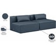 Bowery Hill Contemporary Navy Blue Vegan Leather 2-Piece Modular Sofa