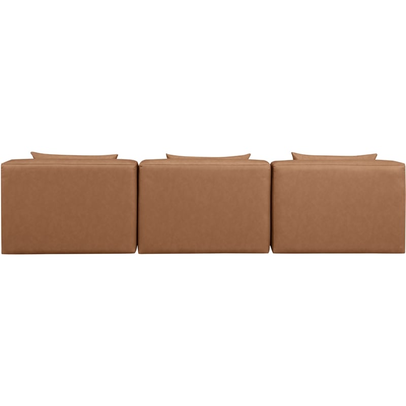 Bowery Hill Contemporary Brown Vegan Leather 3-Piece Modular Sofa