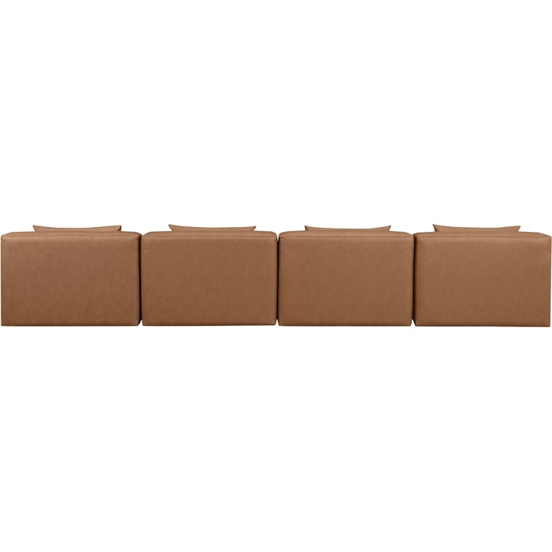 Bowery Hill Contemporary Brown Vegan Leather 4-Piece Modular Sofa