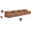 Bowery Hill Contemporary Brown Vegan Leather 4-Piece Modular Sofa