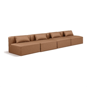 Bowery Hill Contemporary Brown Vegan Leather 4-Piece Modular Sofa