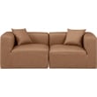 Bowery Hill Contemporary Brown Vegan Leather 2-Piece Modular Sofa
