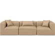 Bowery Hill Contemporary Tan Vegan Leather 3-Piece Modular Sofa