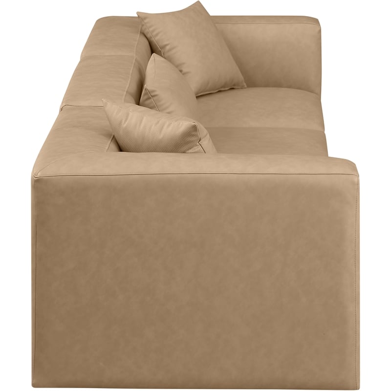 Bowery Hill Contemporary Tan Vegan Leather 3-Piece Modular Sofa