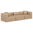 Bowery Hill Contemporary Tan Vegan Leather 3-Piece Modular Sofa
