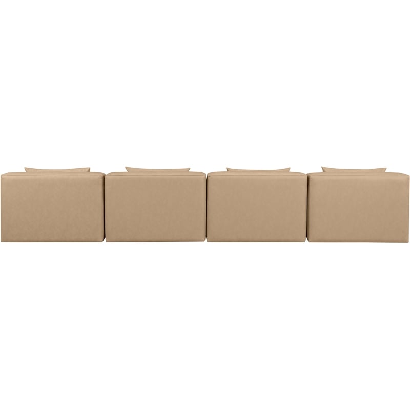 Bowery Hill Contemporary Tan Vegan Leather 4-Piece Modular Sofa