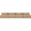 Bowery Hill Contemporary Tan Vegan Leather 4-Piece Modular Sofa
