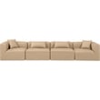 Bowery Hill Contemporary Tan Vegan Leather 4-Piece Modular Sofa