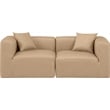 Bowery Hill Contemporary Tan Vegan Leather 2-Piece Modular Sofa
