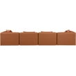 Bowery Hill Contemporary Cognac Vegan Leather 4-Piece Modular Sofa