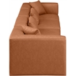 Bowery Hill Contemporary Cognac Vegan Leather 4-Piece Modular Sofa
