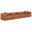 Bowery Hill Contemporary Cognac Vegan Leather 4-Piece Modular Sofa